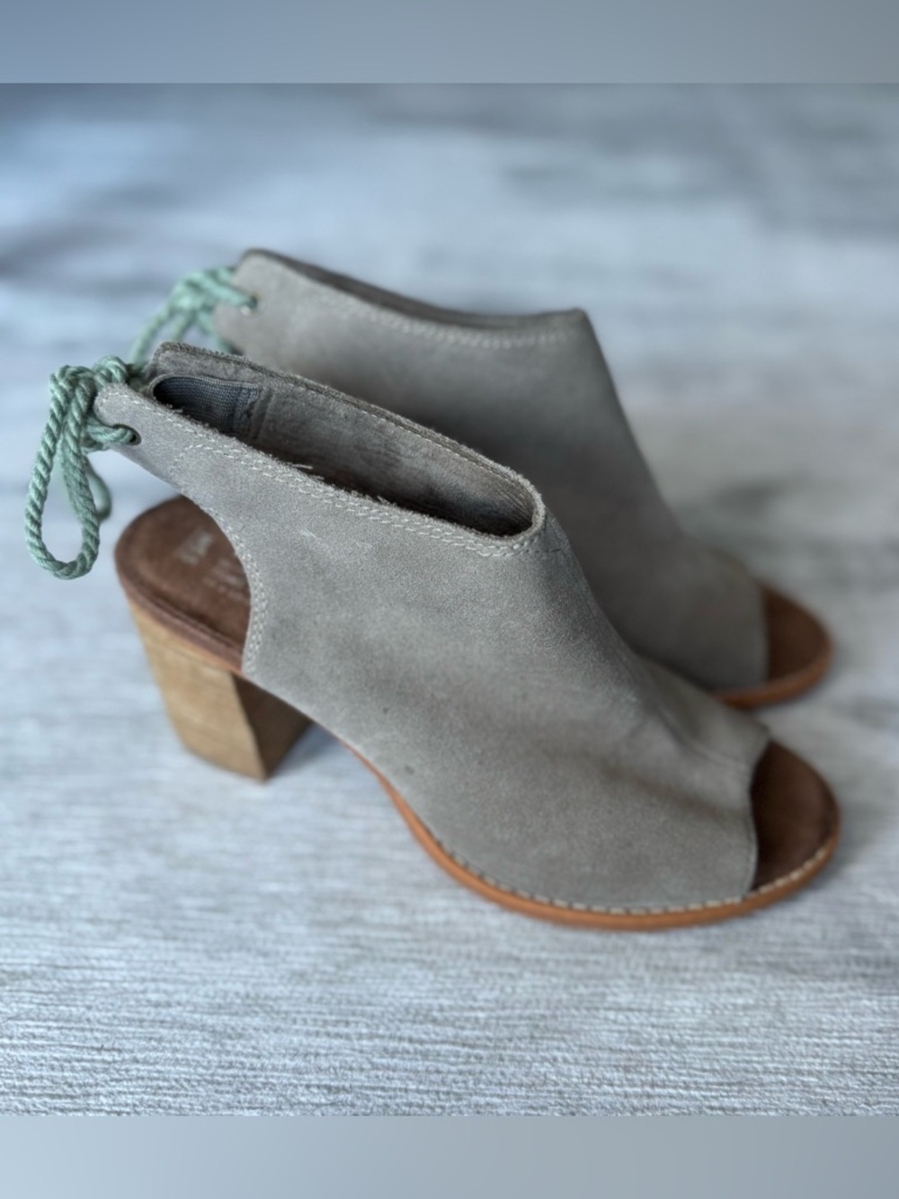TOMS Women's Elba Leather Peep-Toe Booties in Desert Taupe